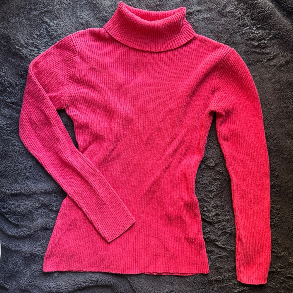 Red turtleneck sweater